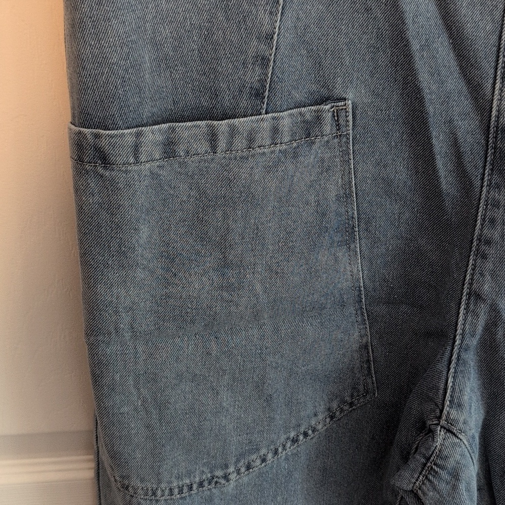 Women's Jean Denim Overall Baggy Jumpsuit Onesie with Pockets - Picture 4 of 9